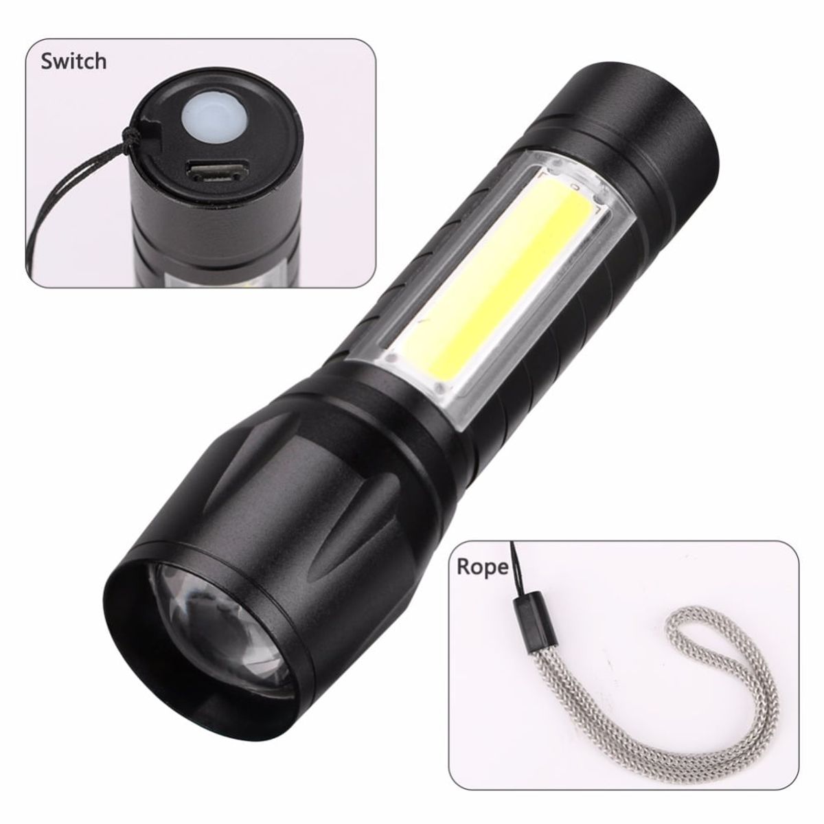 SKY - Linterna Led 511 USB 3 Modos de Luz