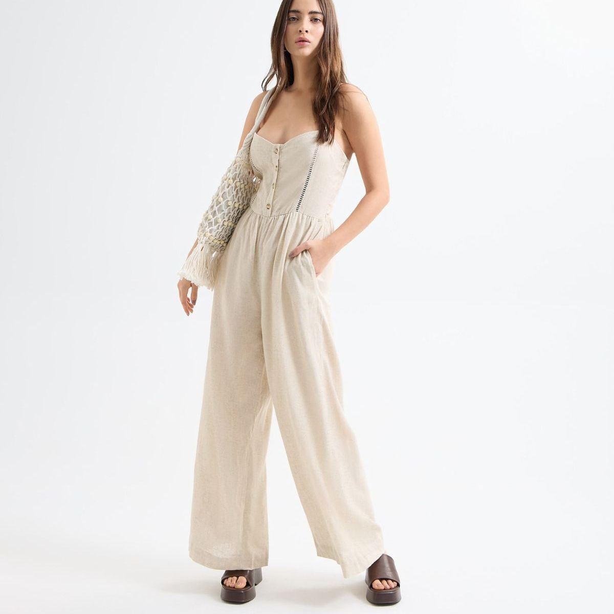 SEVEN SEVEN - Enterizo Para Mujer Manga Sisa Color Beige Marca Seven Seven #28320428