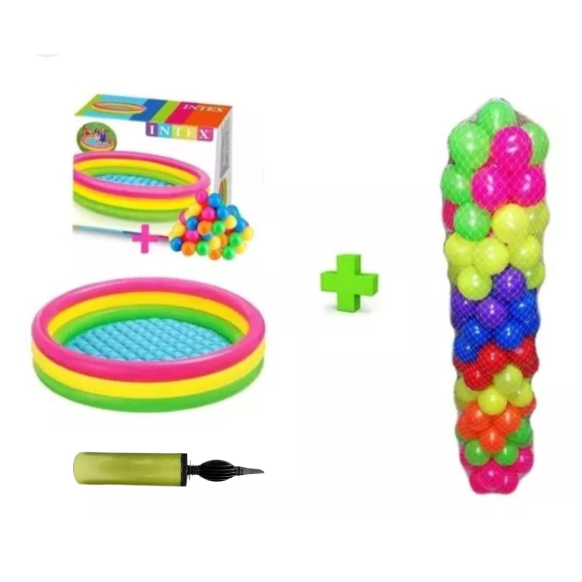 INTEX - Piscina Inflable 147cm X 33cm + 300 Pelotas + Inflador