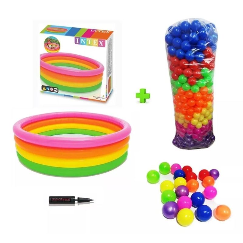 INTEX - Piscina Inflable 147cm X 33cm + 500 Pelotas + Inflador
