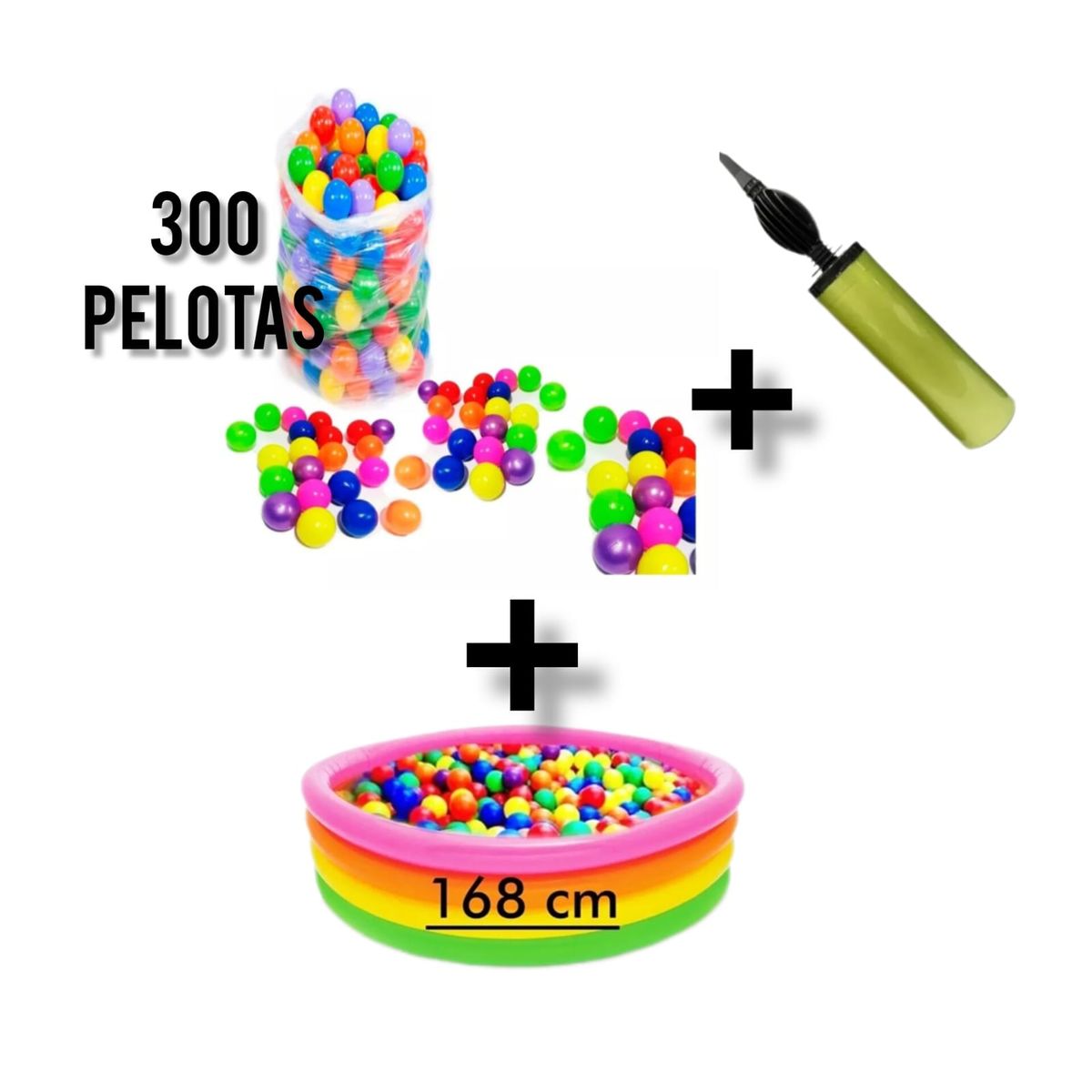 INTEX - Piscina Inflable 168cm X 46cm + 300 Pelotas + Inflador