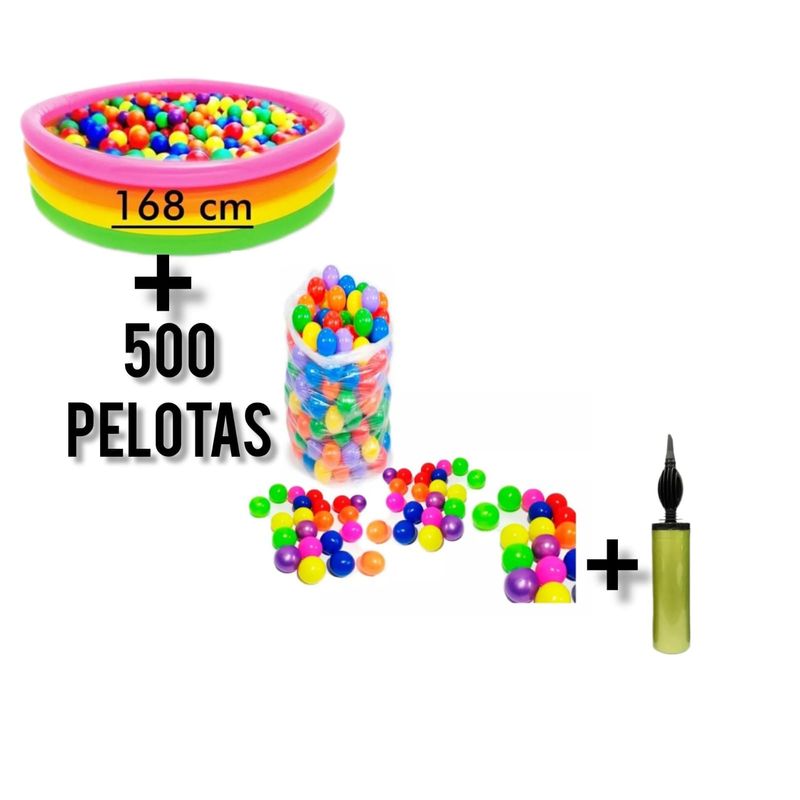 INTEX - Piscina Inflable 168cm X 46cm + 500 Pelotas + Inflador
