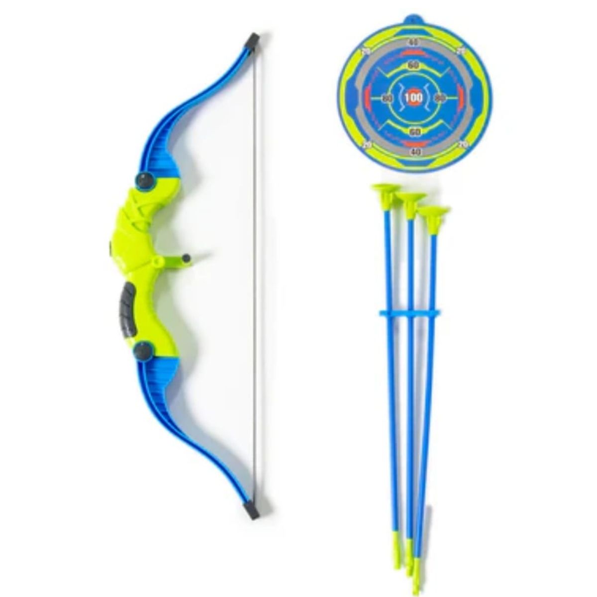 GENERICO - Arco  57 Cm Con 3 Flechas Y Blanco De Tiro verde con azul