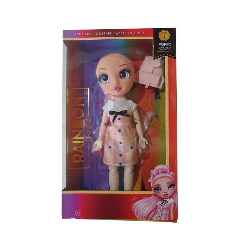 GENERICO - Muñeca Moda Rainbon Higo Rosado Moño