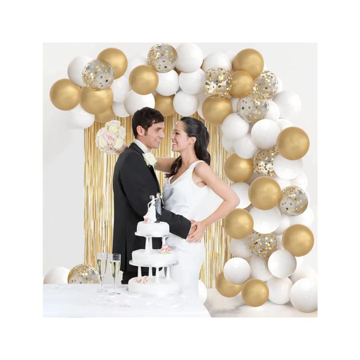 GENERICO - Kit Arco Plateado Dorado Elegante De 72 Pcs Fiestas Inolvidables