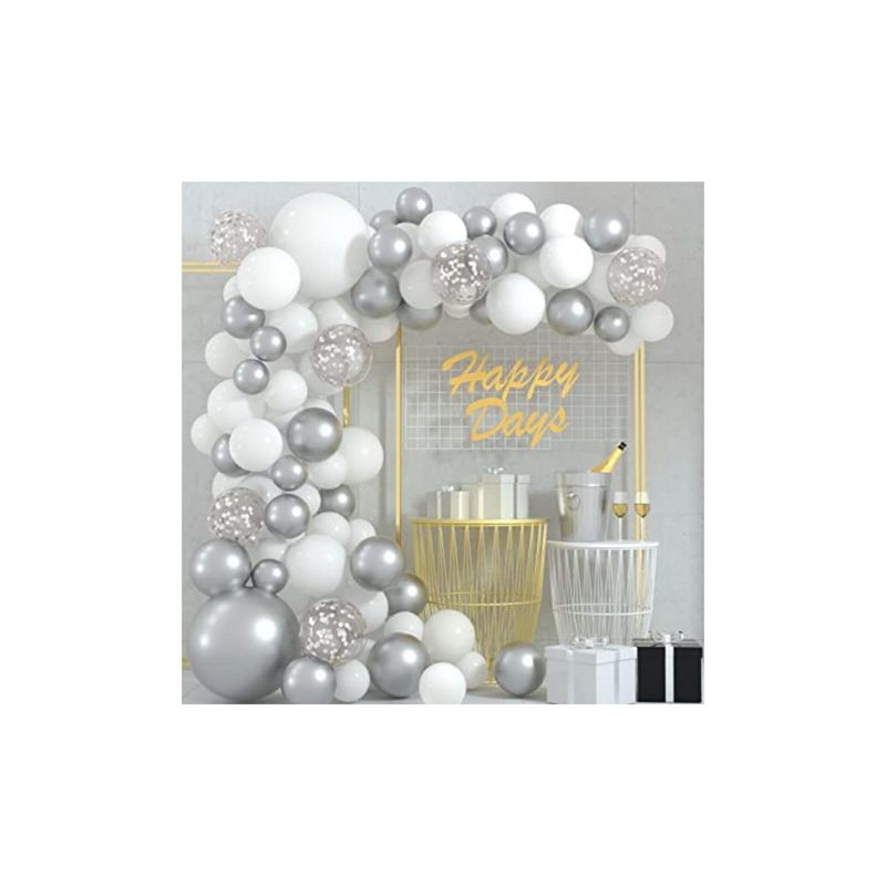 GENERICO - Kit Arco Plateado Elegante De 72 Pcs Fiestas Inolvidables