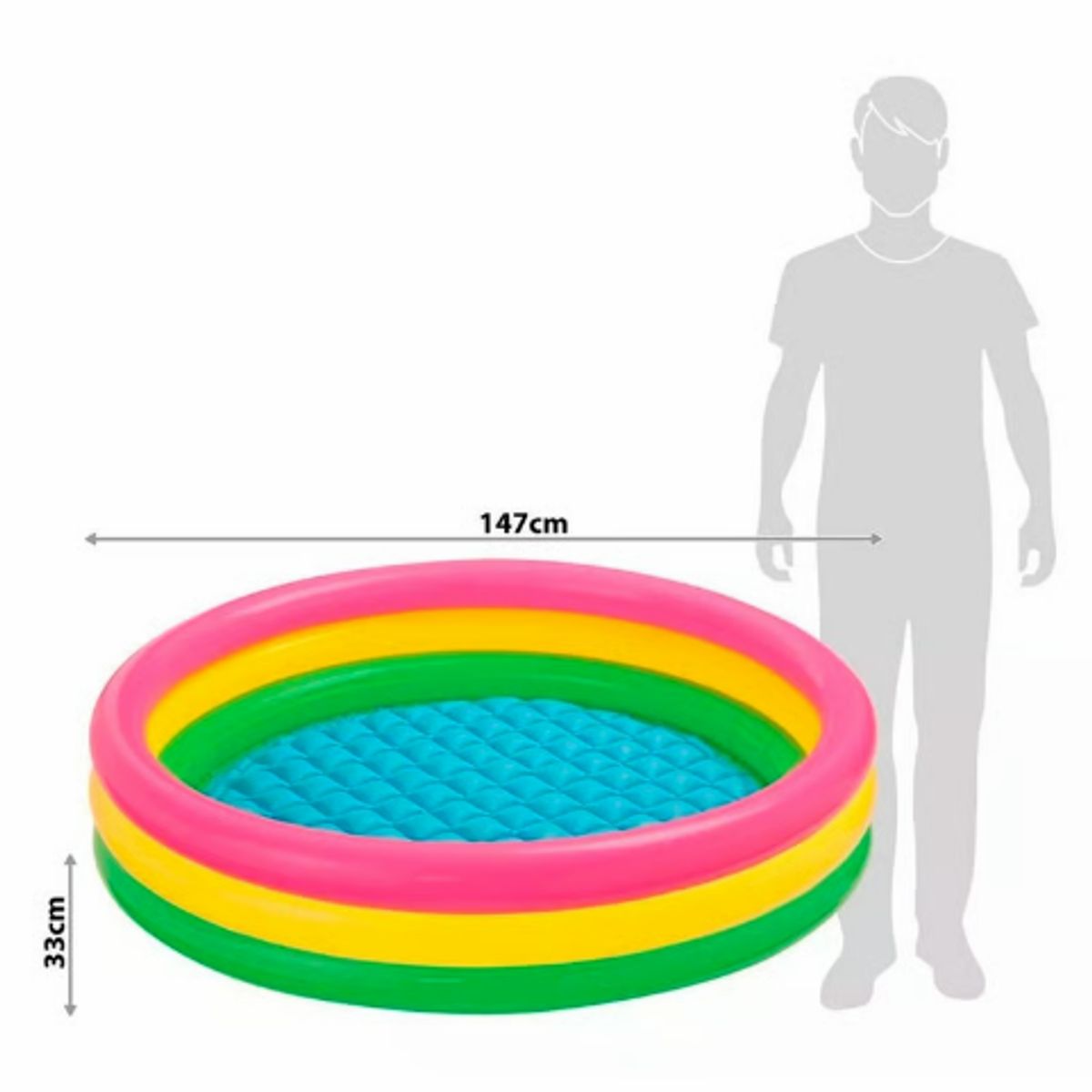 INTEX - Piscina Inflable 147cm + 100 Pelotas, Inflador y rodadero Rs