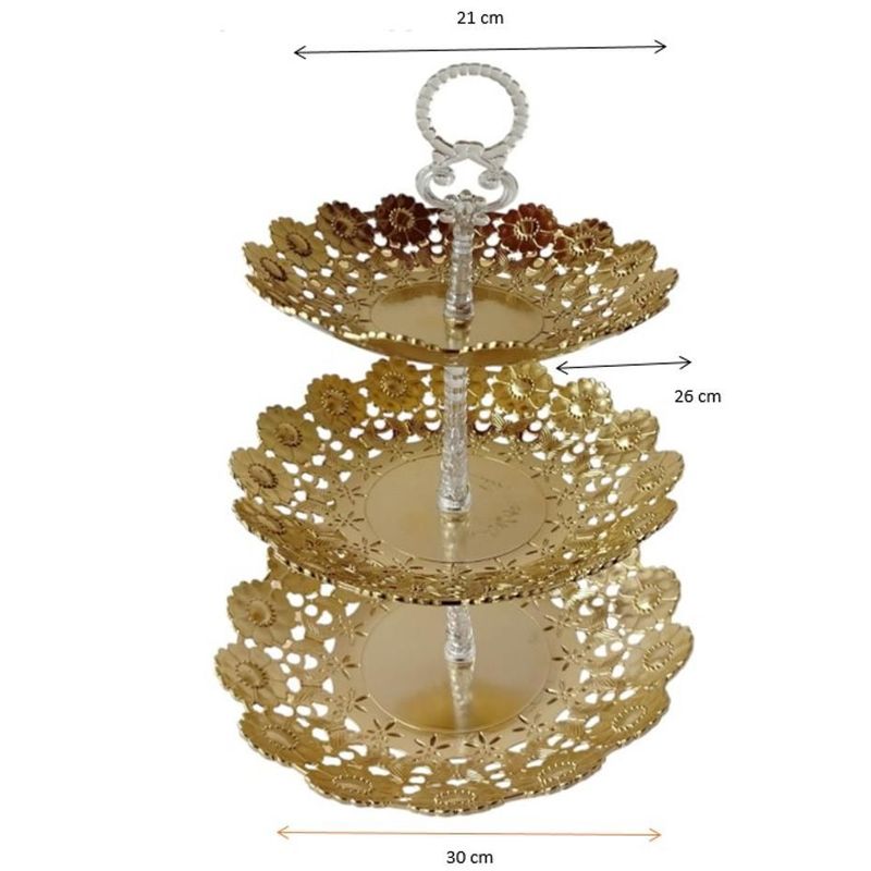 GENERICO - Bandeja Decorativa Para Toda Ocasión De Tres Pisos Dorado