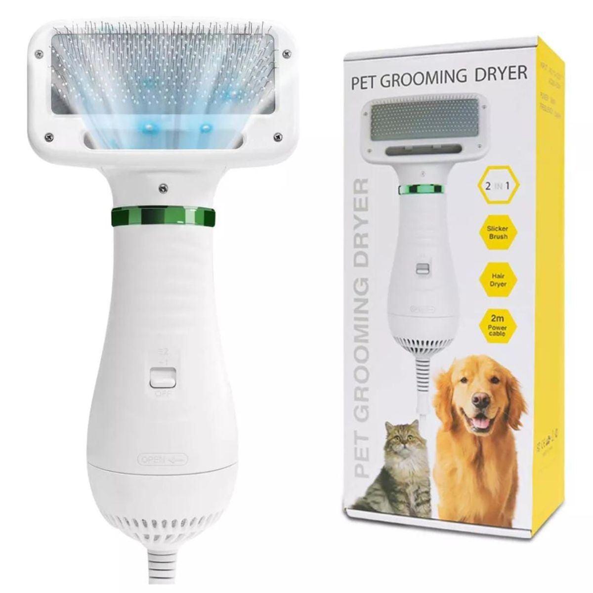 GENERICO - Cepillo Secador Para Mascotas 2 En 1 Pet Grooming Dryer