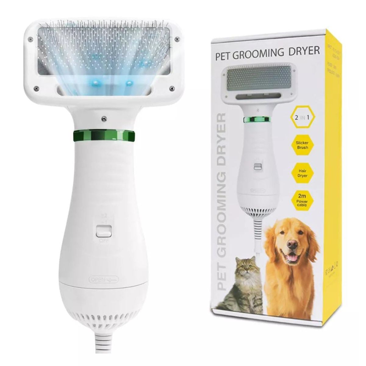 GENERICO - Cepillo Secador Para Mascotas 2 En 1 Pet Grooming Dryer