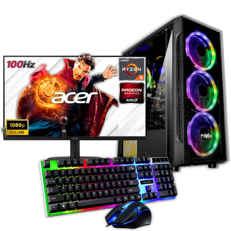 AMD - TORRE GAMER RYZEN 5 5600G /32GB RAM /512GB SSD M.2/BOARD A520M MONITOR 24" FHD