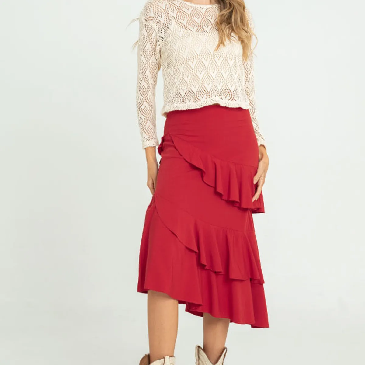 RAGGED - Falda shlide Rojo persa Ragged
