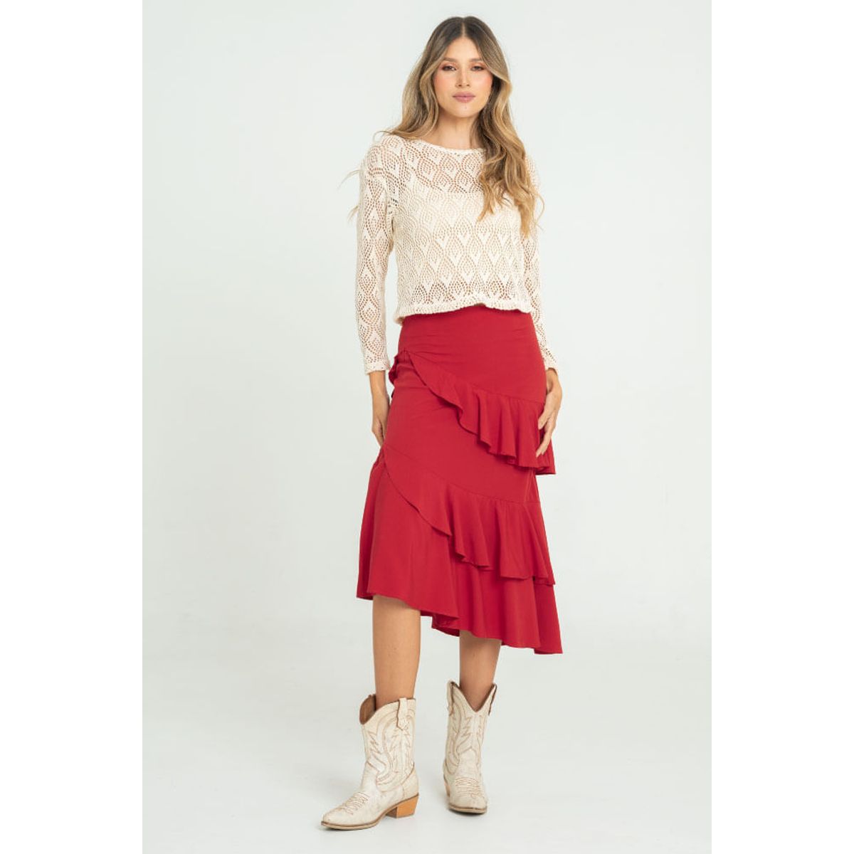 RAGGED - Falda shlide Rojo persa Ragged
