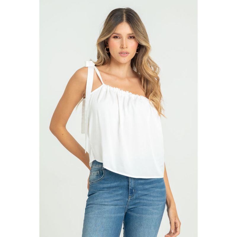 RAGGED - Blusa asimetrica Blanco crudo Ragged