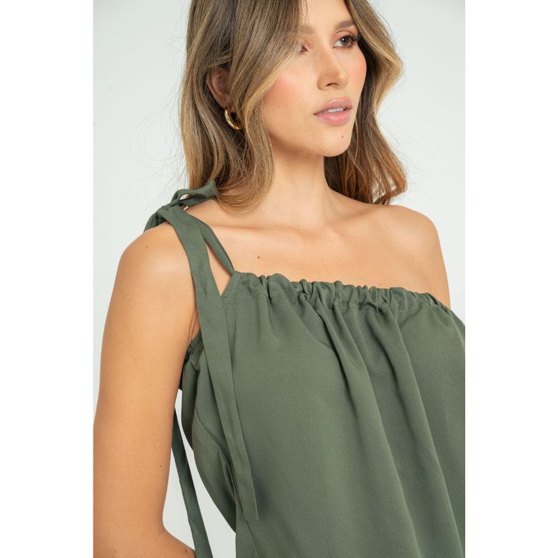 RAGGED - Blusa asimetrica Verde militar Ragged