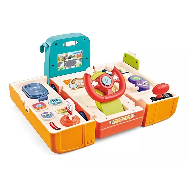 JUGANDO Y EDUCANDO - Juego Didáctico Autobús Interactivo Con Volante Para Niños