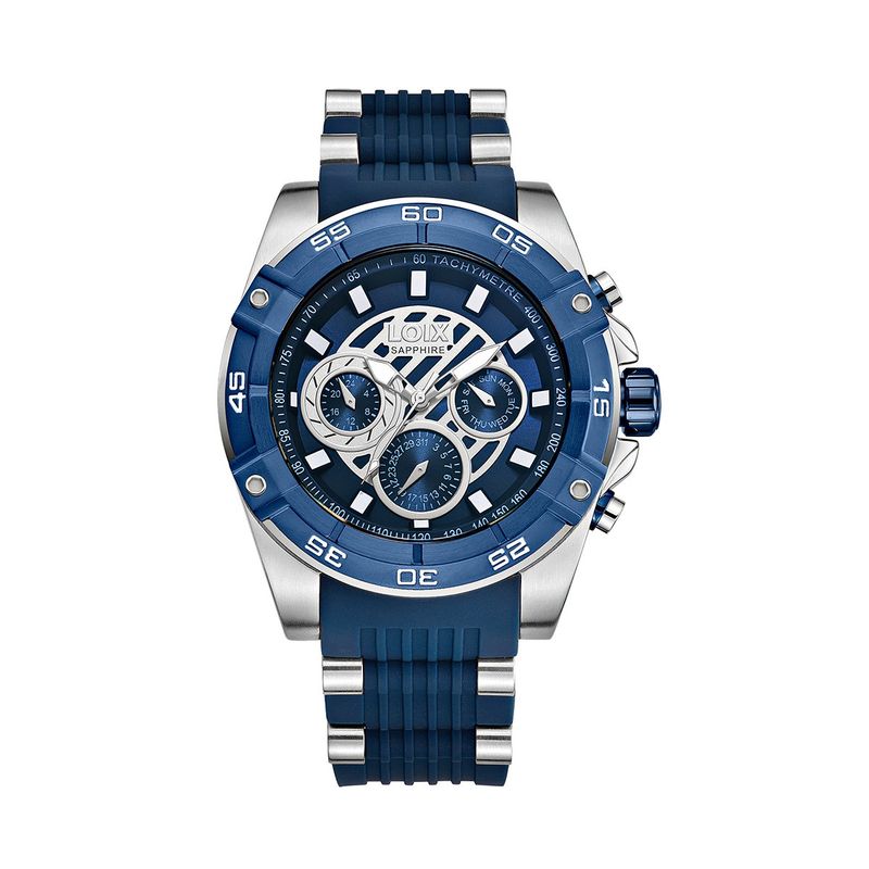LOIX - Reloj hombre LA2123-3 Plateado con azul tablero azul