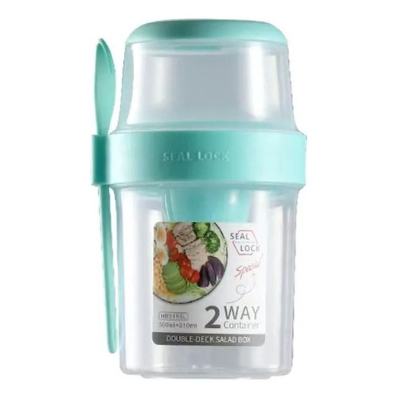 GENERICO - Set Doble Taza Portátil Fitness Recipiente Contenedor Multiu