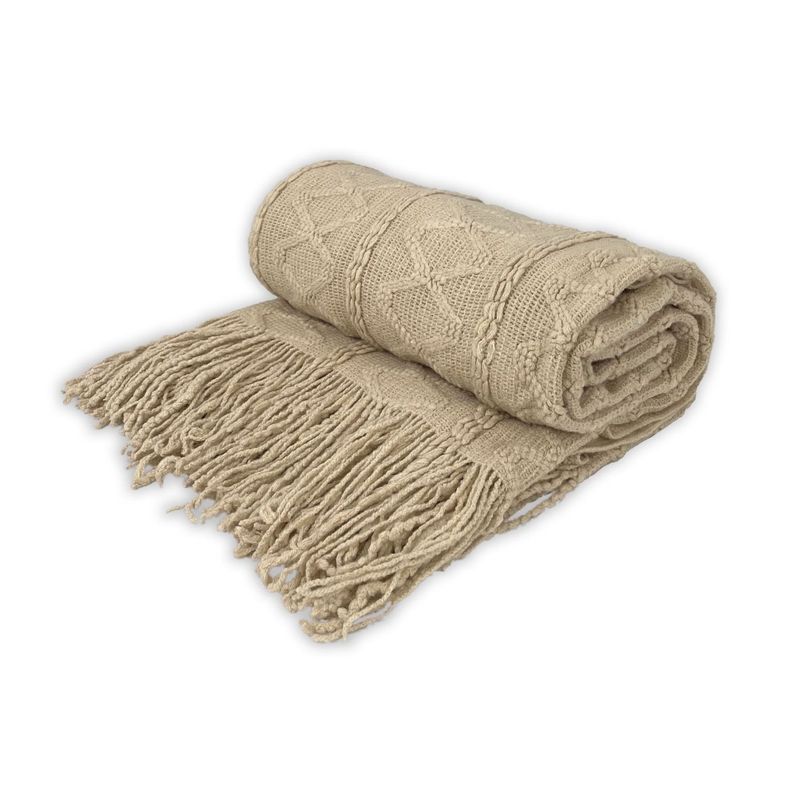 GENERICO - Manta Cobija Frazada Suave Tejida Decor 152x127cm Refazahar Beige