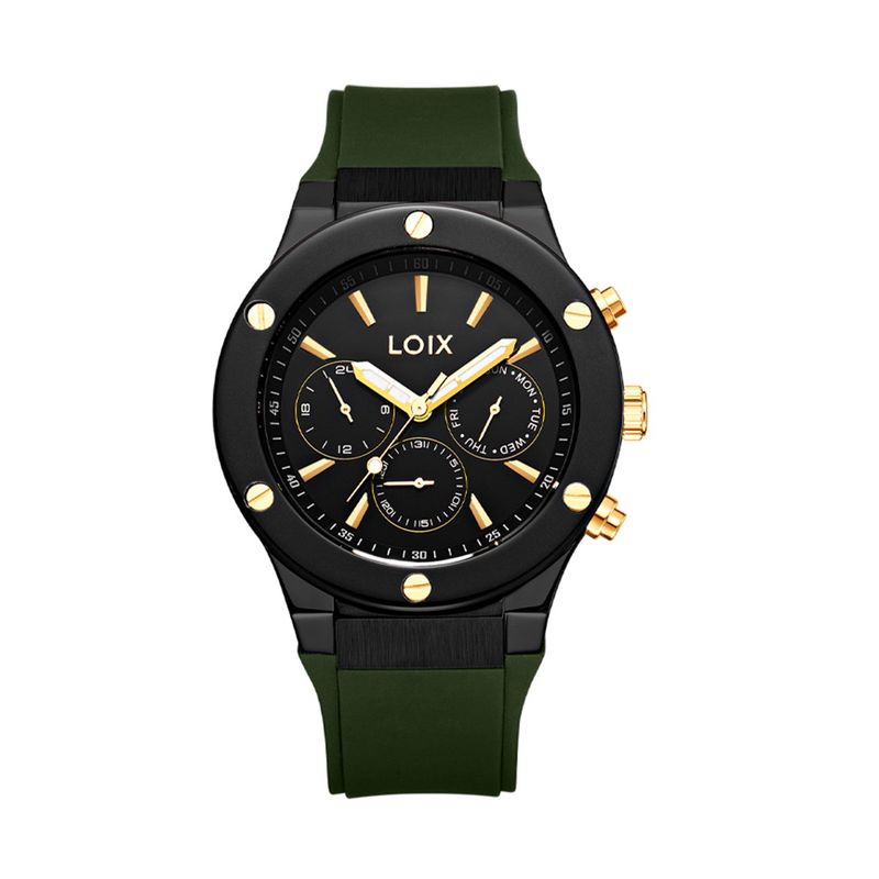 LOIX - Reloj hombre LA2126-6 Verde con negro bisel negro tablero negro
