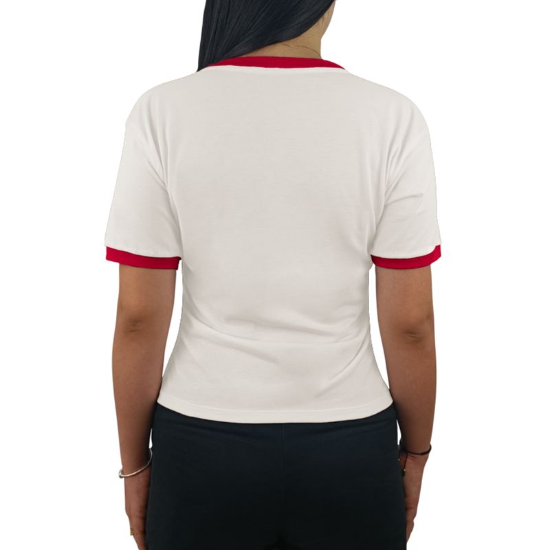 FUERA DEL MOLDE - Camiseta Clásica Básica Premium Bicolor Con Curva Hueso Rojo