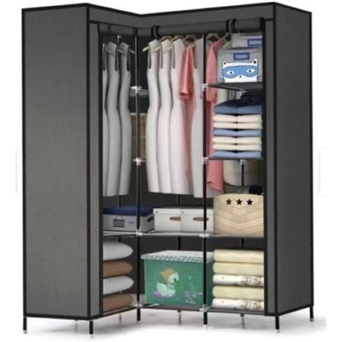 GENERICO - Closet Armario Esquinero Portátil Ropa 8 Estantes Organizado
