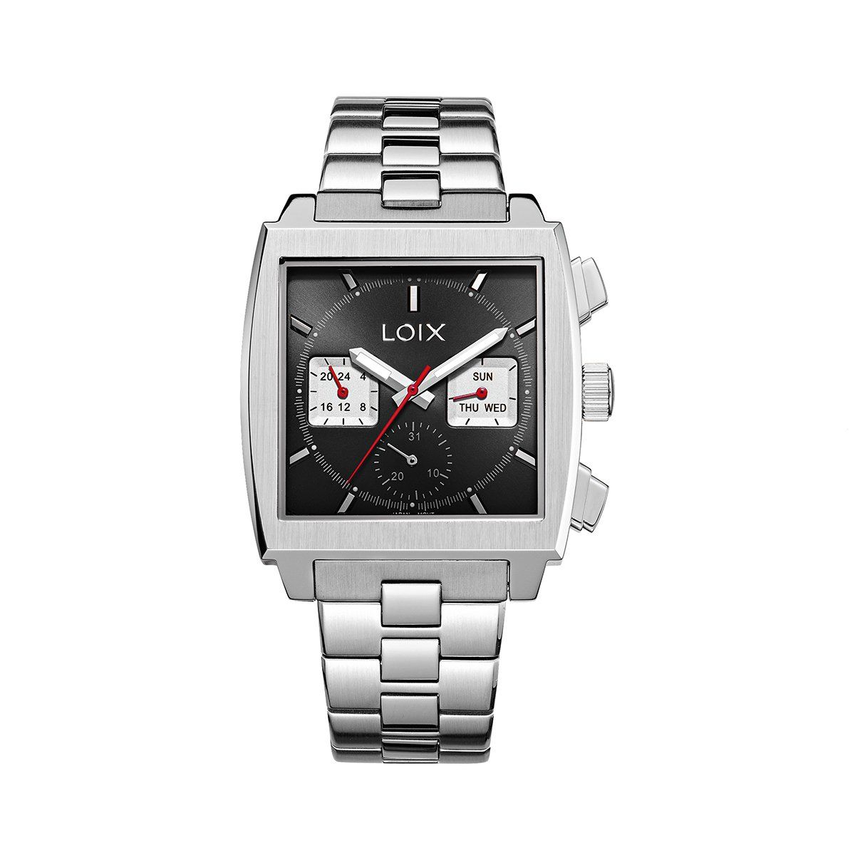 LOIX - Reloj hombre LA2136-3 Plateado con tablero cuadrado negro
