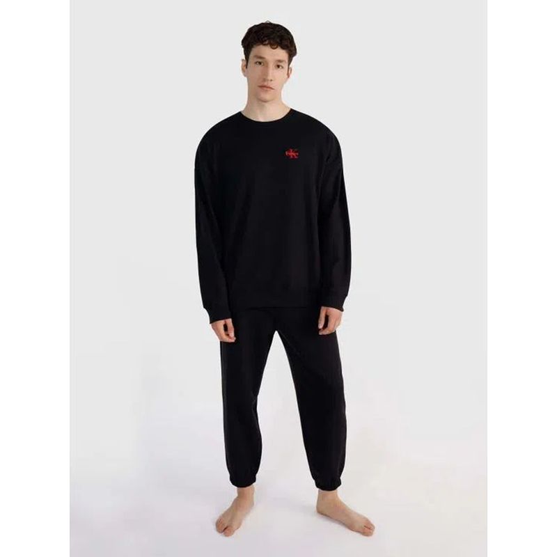 CALVIN KLEIN - Saco Negro de Pijama Con Logo Para Hombre Calvin Klein