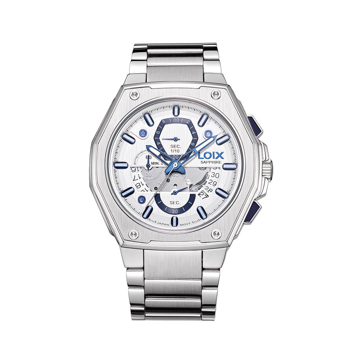 LOIX - Reloj hombre LA2137-2 Plateado con tablero blanco