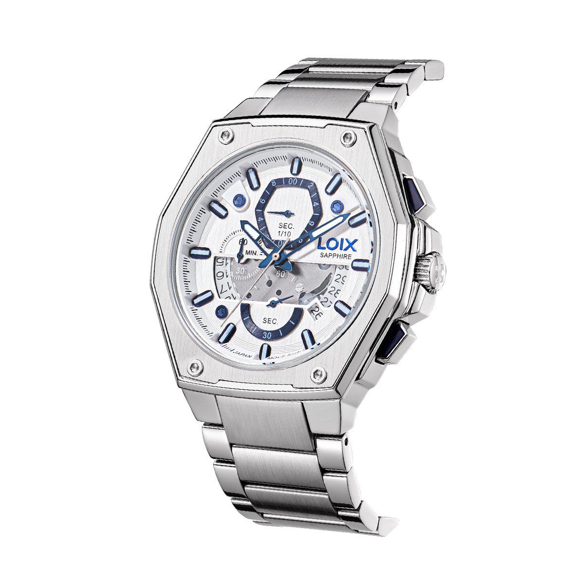 LOIX - Reloj hombre LA2137-2 Plateado con tablero blanco