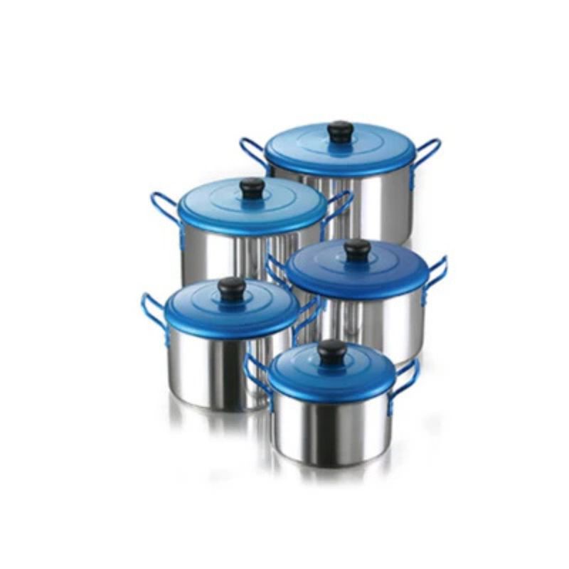 IMUSA - Juego Imusa Ollas x 5Unid Tapa Azul 16-24Cm Aluminio Platedo