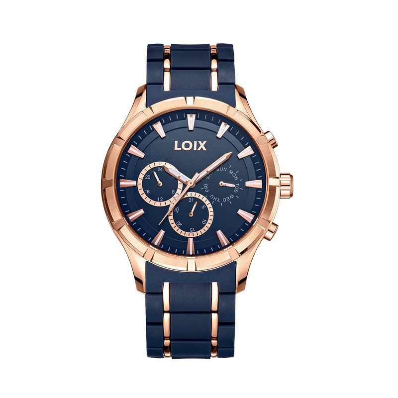 LOIX - Reloj hombre LA2138-1 azul con oro rosa tablero azul