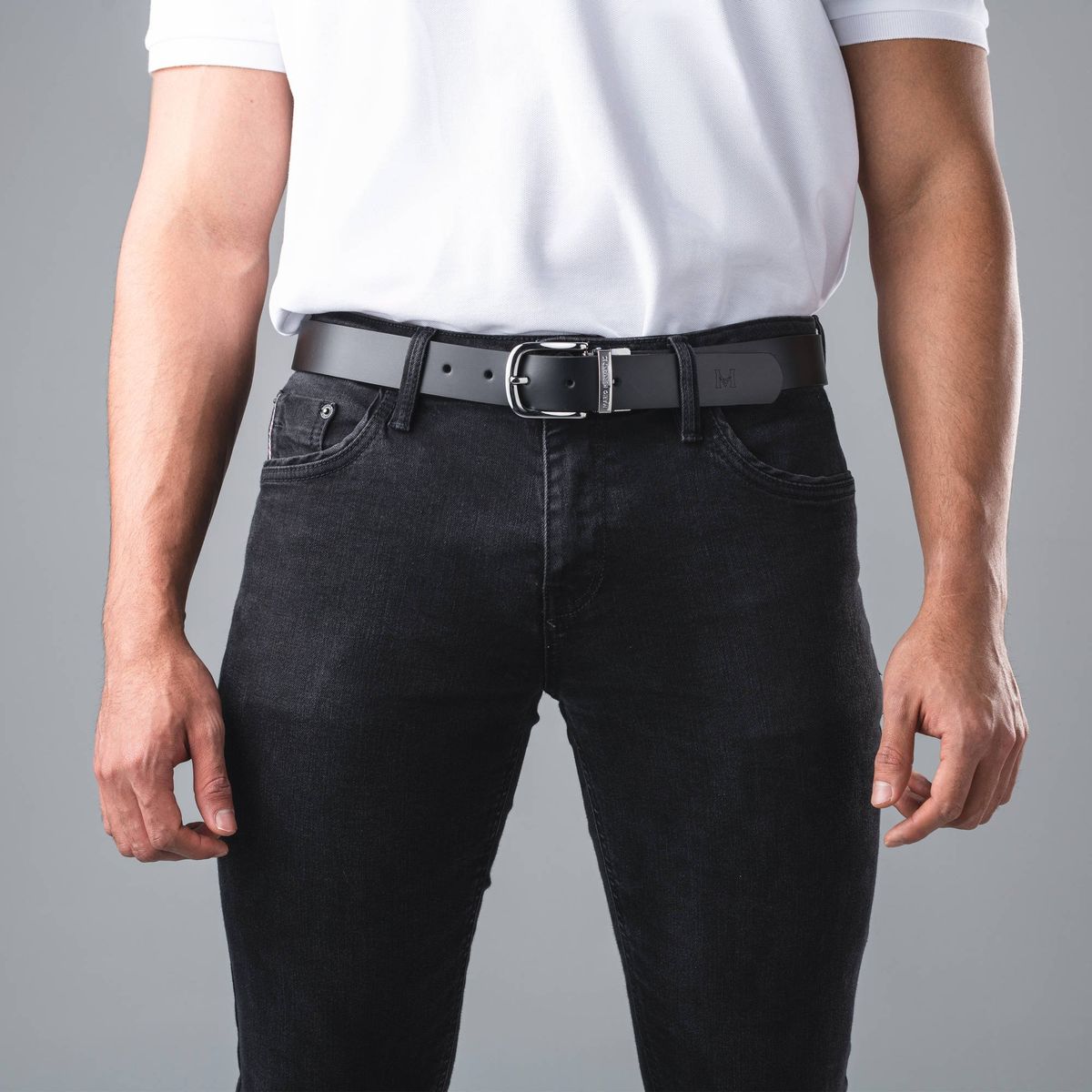 MARIO HERNANDEZ - Cinturón Casual Mario Negro Lt
