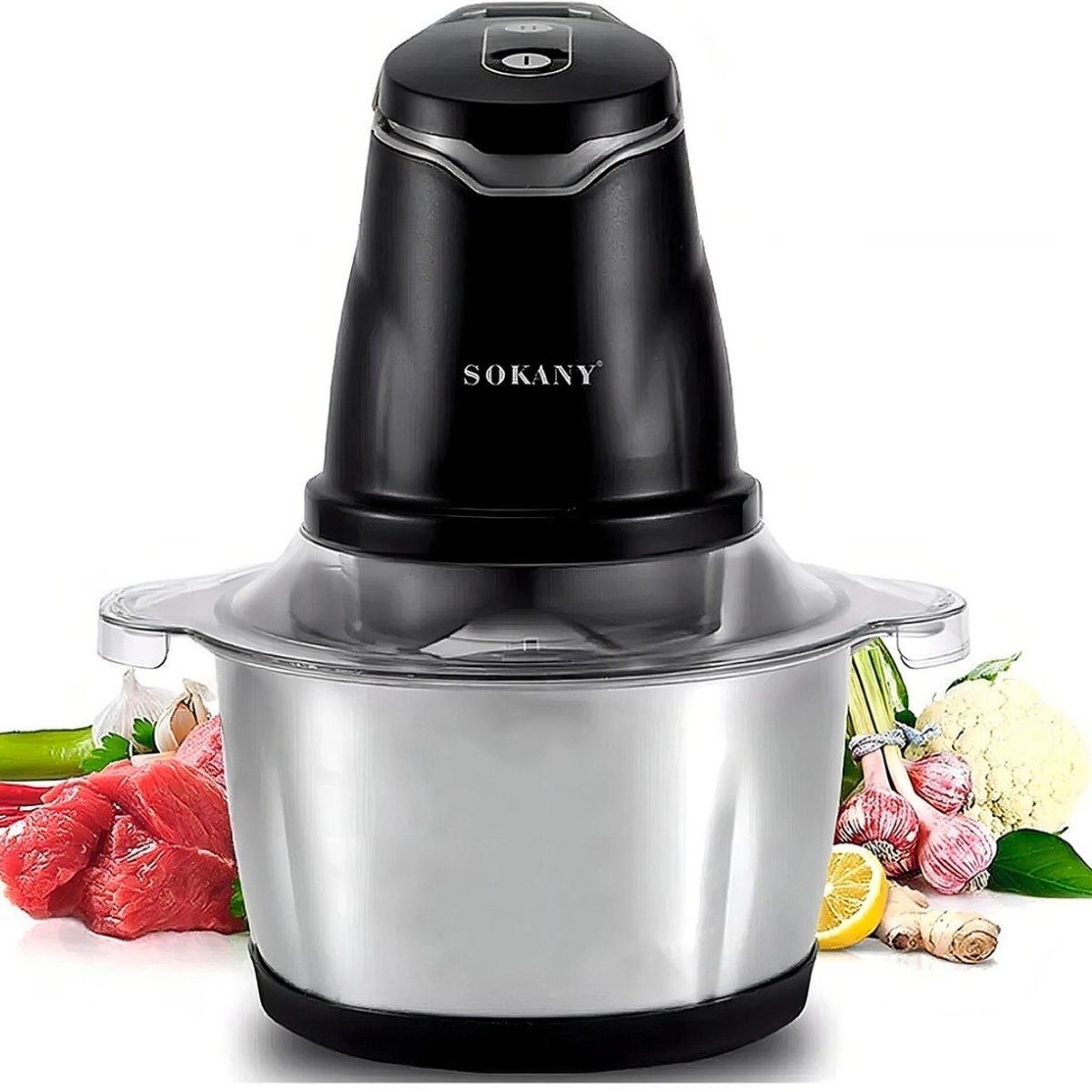 SOKANY - Procesador alimentos picadora taza en acero 2 litros potente 400 watts