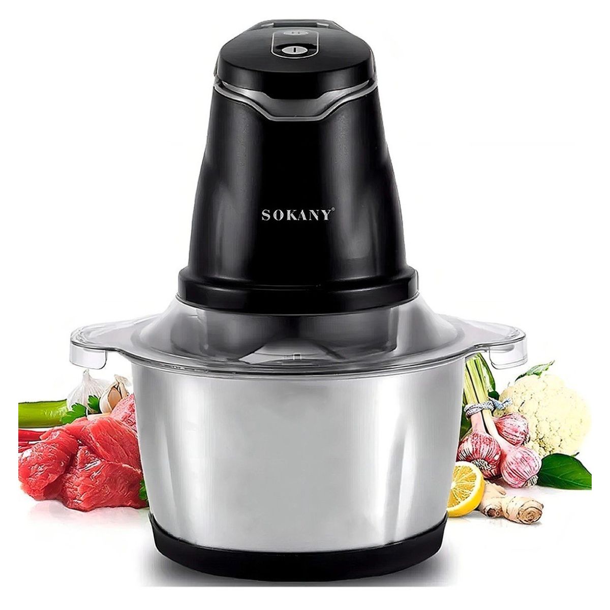 SOKANY - Procesador alimentos picadora taza en acero 2 litros potente 400 watts