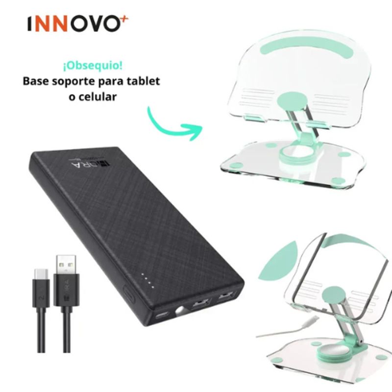 INNOVA - PowerBank Batería Portátil 10000mah 1hora Con Indicador Luz + Obsequio