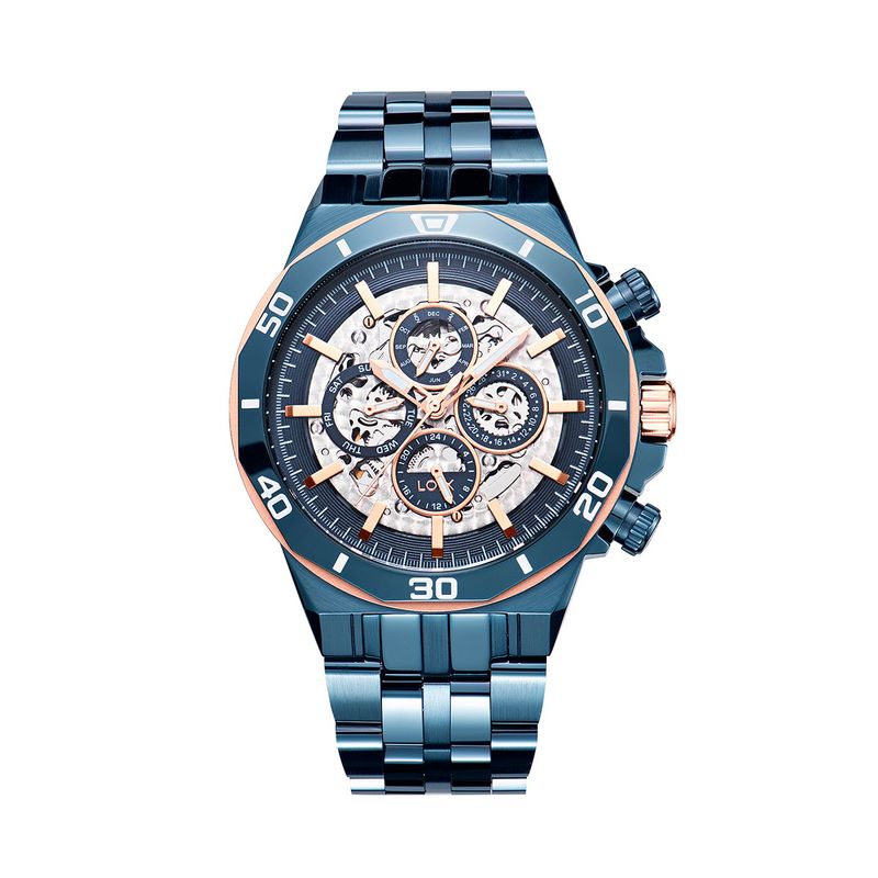 LOIX - Reloj hombre LA2139-2  Azul con tablero plateado