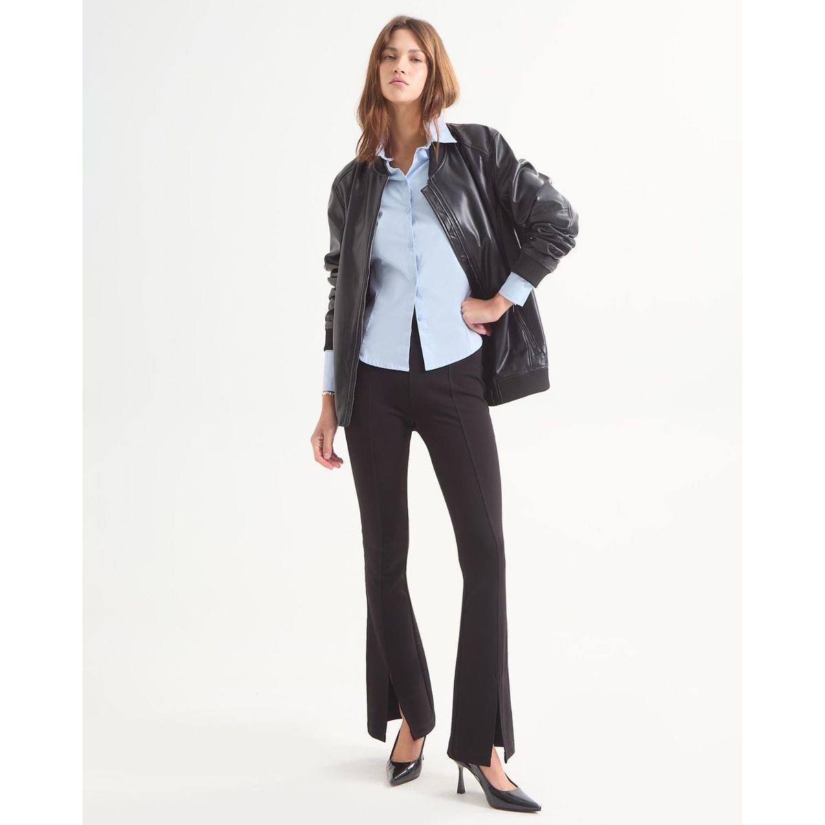 SEVEN SEVEN - Leggins Flare Con Aberturas  Para Mujer Negro Seven Seven