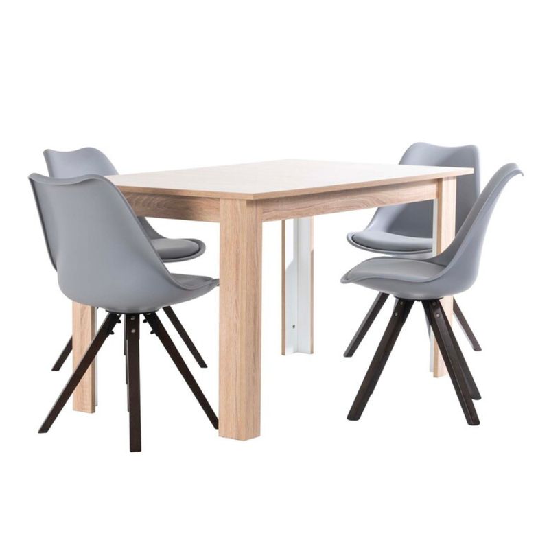 MUEBLES FIOTTI - Juego de comedor 4 Puestos Natural Madera Electra -
