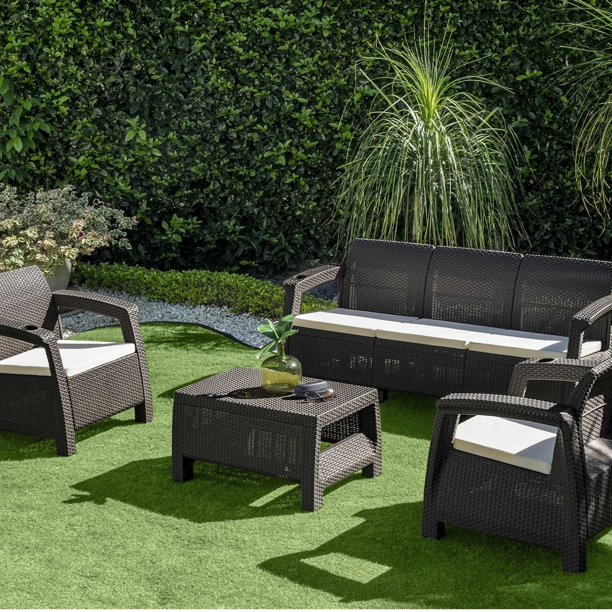 PLASTICOS MQ - Sala Ferrara Elegance Para Exterior e Interior Tipo Ratan Marca Mq