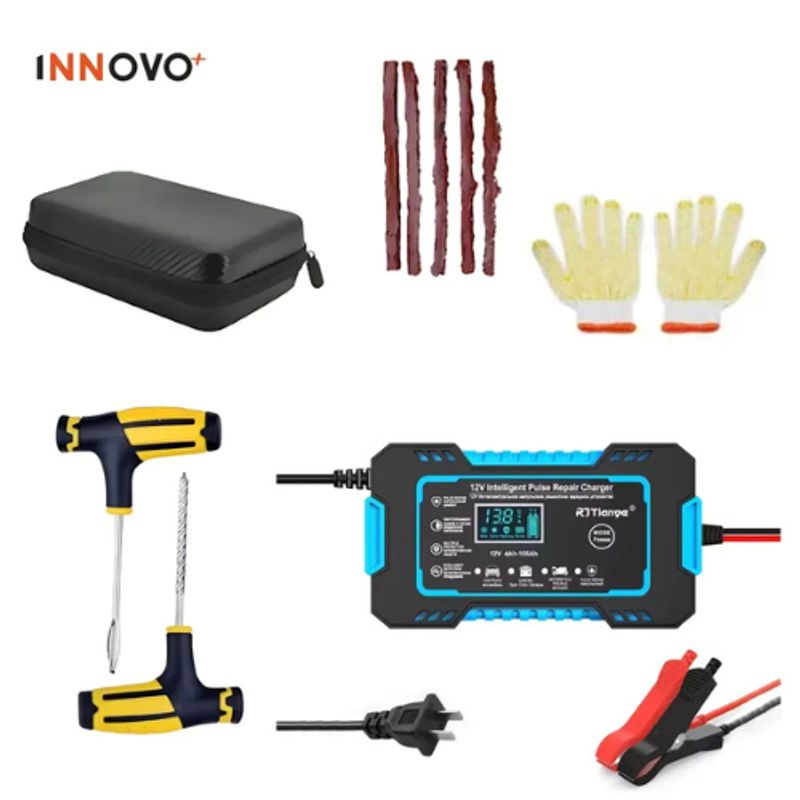 INNOVA - Combo Cargador Iniciador De Batería 12V + Kit De Despinche