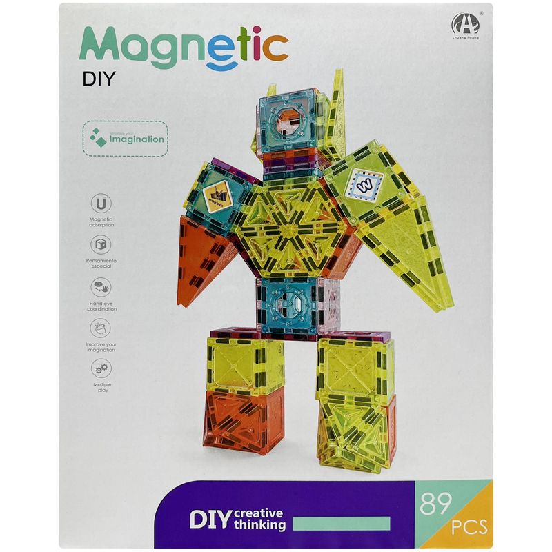 JUGANDO Y EDUCANDO - Juego Didáctico Construcción Magnética 89 Piezas Para Niños