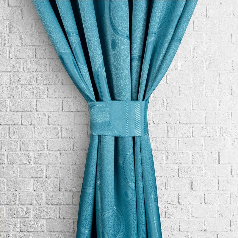 ADVANCE - Pack x2 Cortina de Botón Aguamarina En Jacquard 280 cms x 210 cms