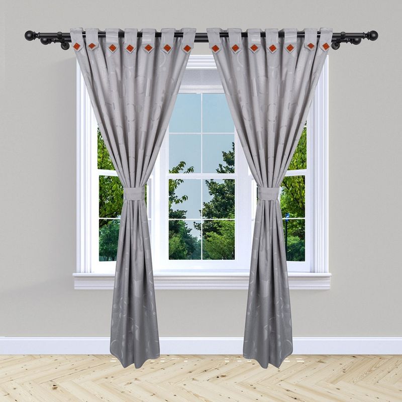 ADVANCE - Pack x2 Cortina de Botón Gris clara En Jacquard 280 cms x 210 cms