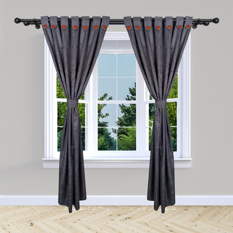 ADVANCE - Pack x2 Cortina de Botón Gris oscura En Jacquard 280 cms x 210 cms