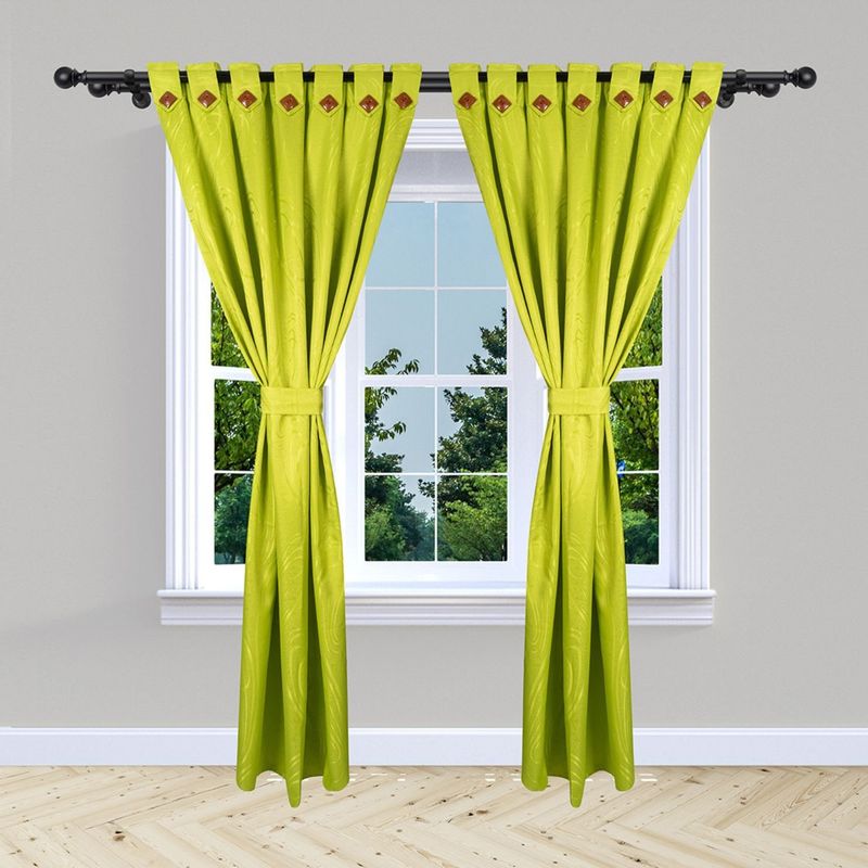 ADVANCE - Pack x2 Cortina de Botón Verde limon En Jacquard 280 cms x 210 cms