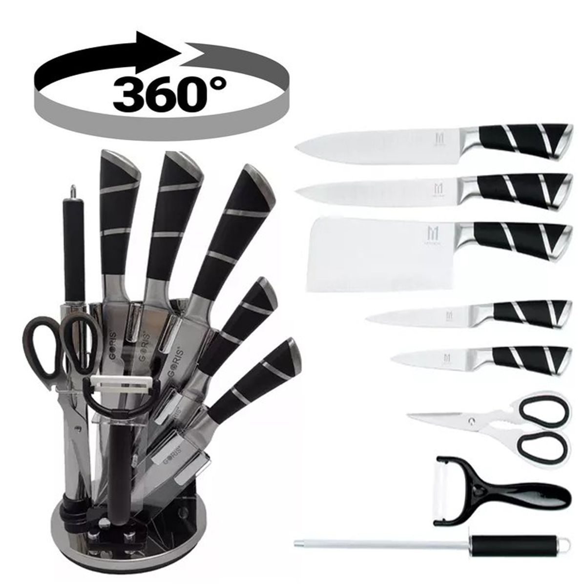 LANZURY IMPORTACIONES - Set De Cuchillos De Cocina En Acero Inoxidable 9 Piezas