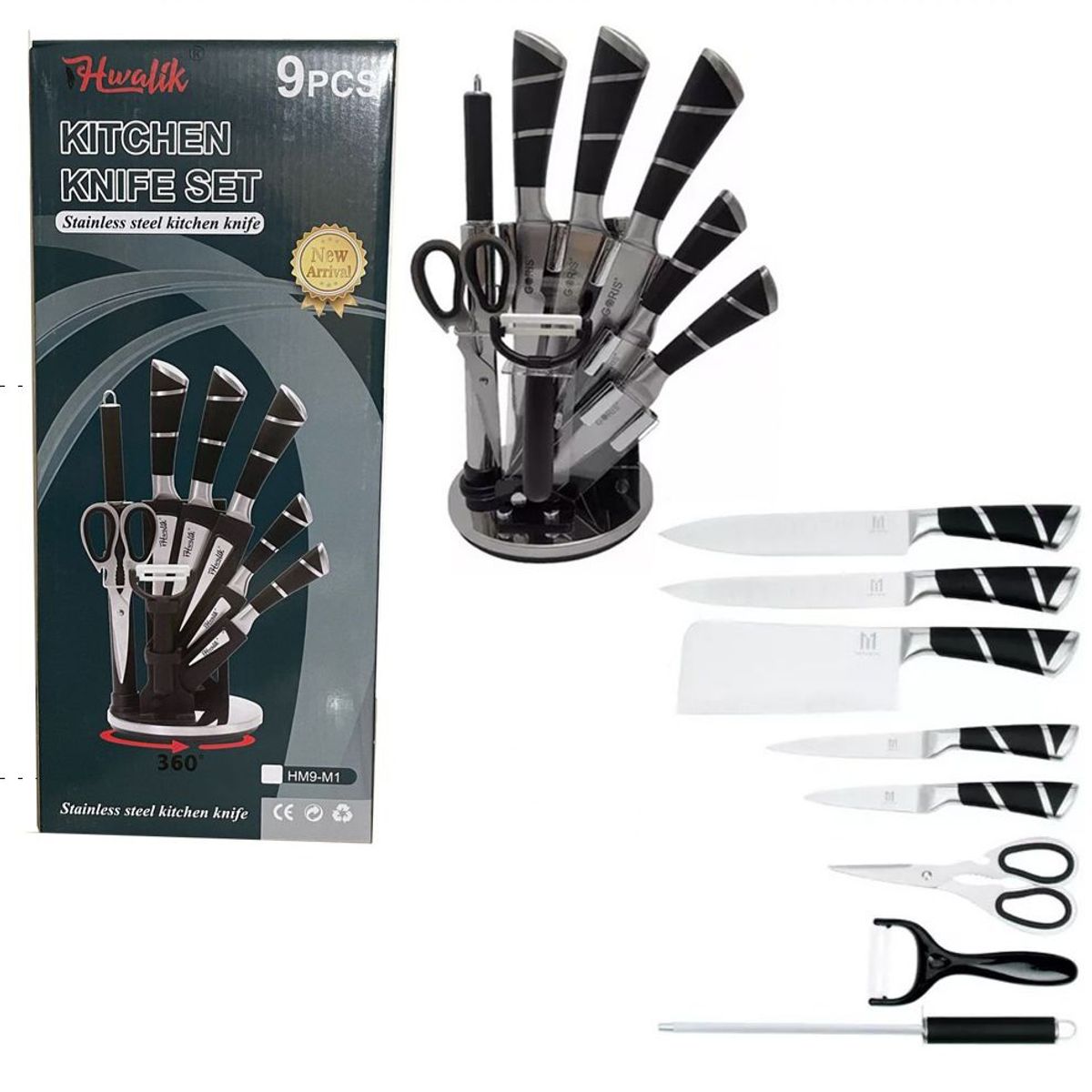 LANZURY IMPORTACIONES - Set De Cuchillos De Cocina En Acero Inoxidable 9 Piezas