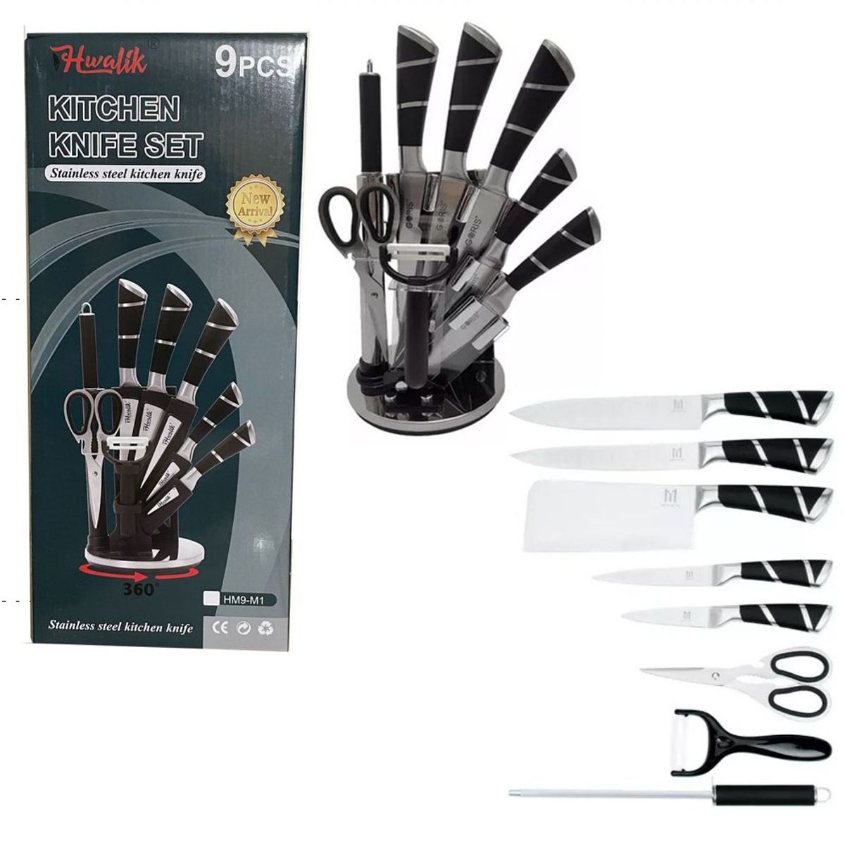 LANZURY IMPORTACIONES - Set De Cuchillos De Cocina En Acero Inoxidable 9 Piezas