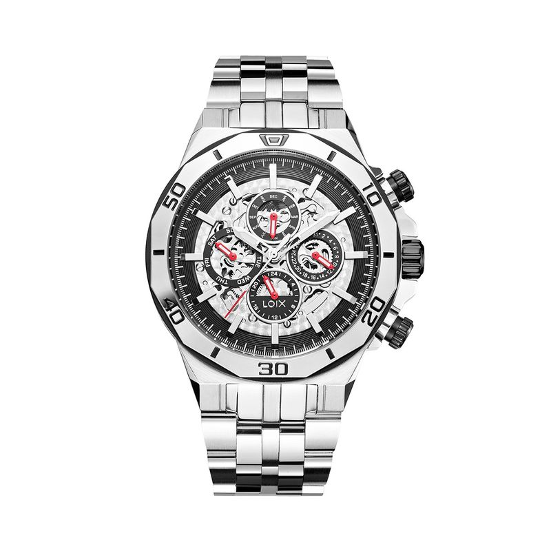 LOIX - Reloj hombre LA2139-4 Plateado con tablero plateado y negro